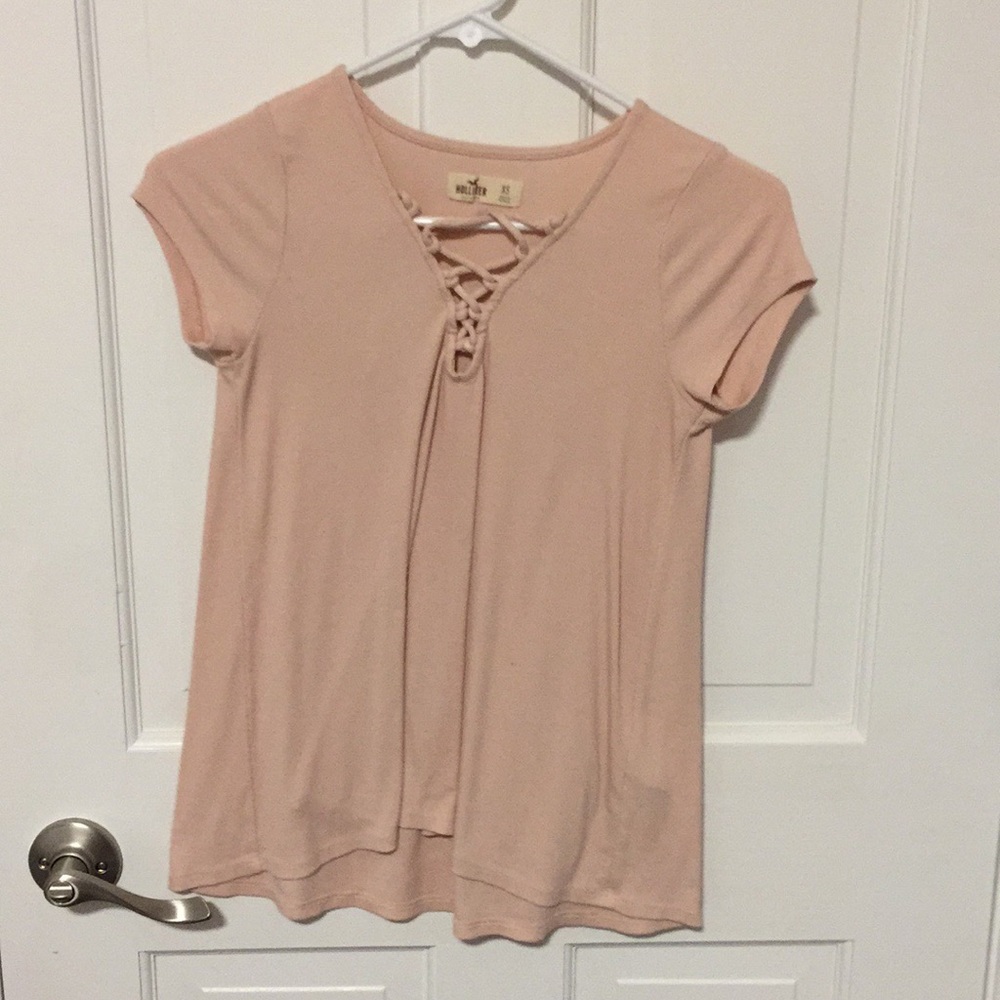 Pink lace up tee